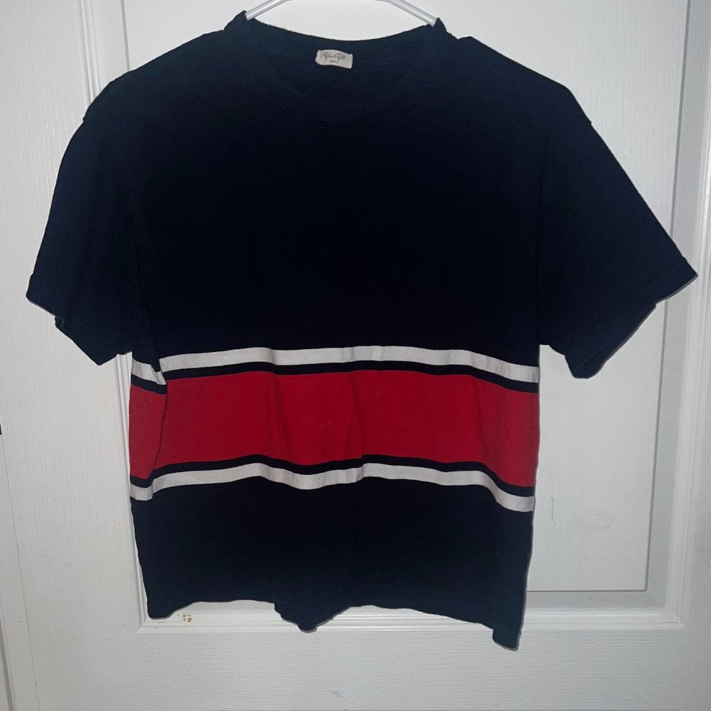 John Galt Blue Shirt with Red, and White Stripes, size SMALL